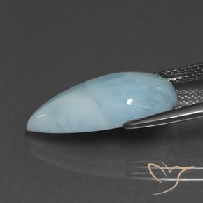 Larimar Blu verdastro chiaro naturale da 6.64 ct, Forma a pera, Opaco