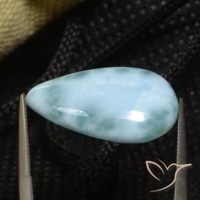 Larimar Verde bluastro chiaro naturale da 8.74 ct, Forma a pera, Opaco