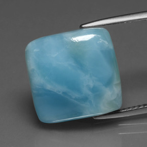 Larimar naturale blu da 9,67 ct, quadrato, opaco