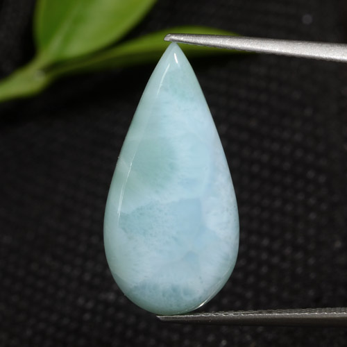 Larimar naturale blu da 7,68 ct, taglio a pera, opaco