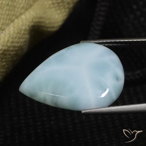 Larimar Azzurro naturale da 9.04 ct, Forma a pera, Opaco