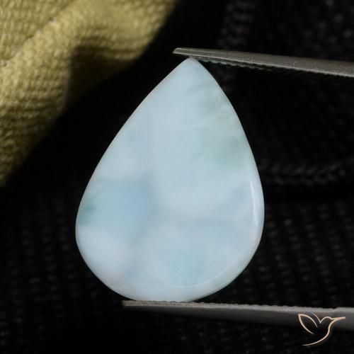 Larimar Azzurro naturale da 9.04 ct, Forma a pera, Opaco