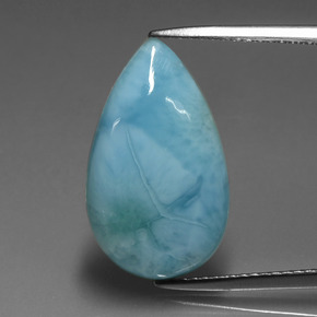 Larimar naturale verde blu da 6,38 ct, taglio a pera, opaco