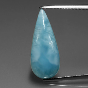 Larimar Verde blu naturale da 5.56 ct, Forma a pera, Opaco