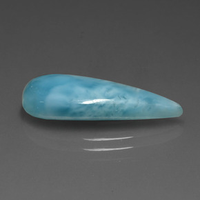 Larimar Verde blu naturale da 5.56 ct, Forma a pera, Opaco