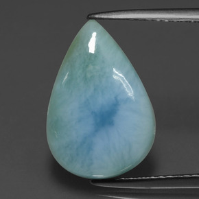 Larimar verde blu naturale da 4,16 ct, taglio a pera, opaco