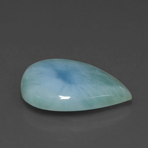 Larimar verde blu naturale da 4,16 ct, taglio a pera, opaco