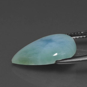 Larimar verde blu naturale da 4,16 ct, taglio a pera, opaco
