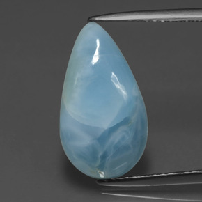 Larimar naturale blu da 4,39 ct, taglio a pera, opaco