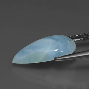 Larimar naturale blu da 4,39 ct, taglio a pera, opaco
