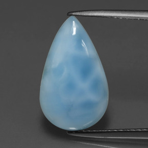Larimar naturale blu da 4,20 ct, taglio a pera, opaco