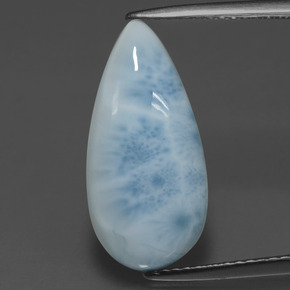 Larimar naturale verde da 4,56 ct, taglio a pera, opaco