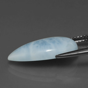 Larimar naturale verde da 4,56 ct, taglio a pera, opaco