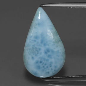 Larimar naturale blu da 4,72 ct, taglio a pera, opaco