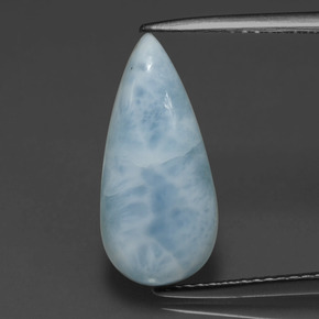 Larimar Verde blu naturale da 3.48 ct, Forma a pera, Opaco