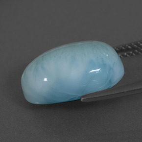Larimar naturale blu da 7,33 ct, taglio ovale, opaco