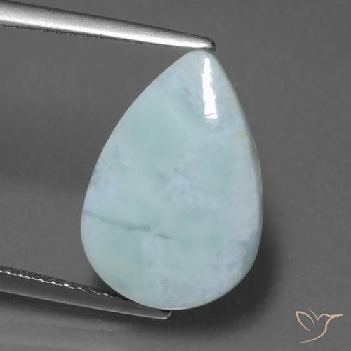 Larimar Azzurro cielo chiaro naturale da 5.33 ct, Forma a pera, Opaco