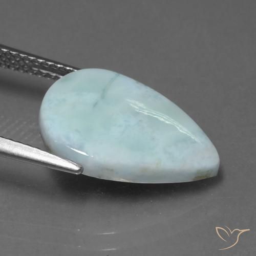 Larimar Azzurro cielo chiaro naturale da 5.33 ct, Forma a pera, Opaco