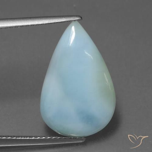 Larimar Bambina blu naturale da 4.79 ct, Forma a pera, Opaco