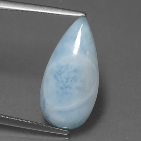 Larimar naturale blu da 4,51 ct, taglio a pera, opaco