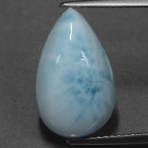 Larimar naturale blu da 6,58 ct, taglio a pera, opaco