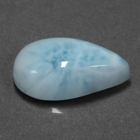 Larimar naturale blu da 6,58 ct, taglio a pera, opaco