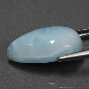 Larimar naturale blu da 6,58 ct, taglio a pera, opaco
