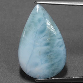Larimar naturale blu da 6,15 ct, taglio a pera, opaco