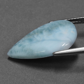 Larimar naturale blu da 6,15 ct, taglio a pera, opaco