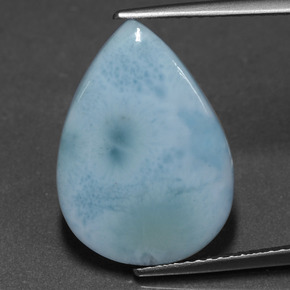 Larimar naturale blu da 6,90 ct, taglio a pera, opaco
