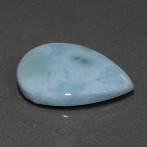 Larimar naturale blu da 6,90 ct, taglio a pera, opaco