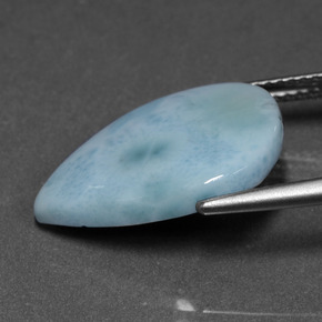 Larimar naturale blu da 6,90 ct, taglio a pera, opaco