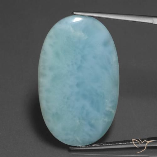 Larimar Azzurro naturale da 17.78 ct, Taglio ovale, Opaco