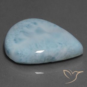 Larimar naturale turchese da 27,41 ct, taglio a pera, opaco