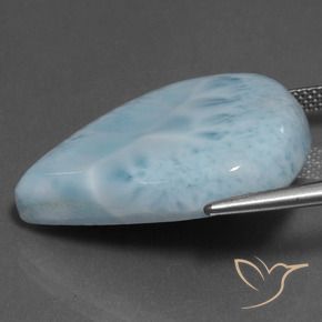 Larimar naturale turchese da 27,41 ct, taglio a pera, opaco