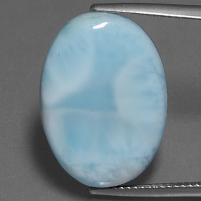 Larimar naturale blu da 17,21 ct, taglio ovale, opaco