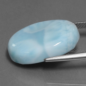 Larimar naturale blu da 17,21 ct, taglio ovale, opaco