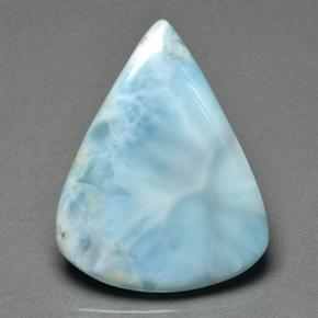 Larimar naturale blu verdastro chiaro da 46,95 ct, taglio a pera, opaco
