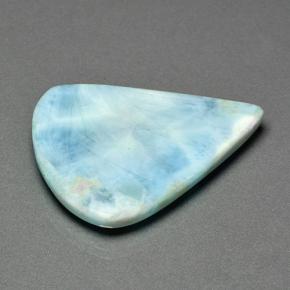 Larimar naturale blu verdastro chiaro da 46,95 ct, taglio a pera, opaco