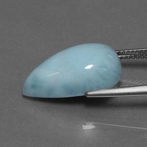 Larimar naturale blu da 10,31 ct, taglio a pera, opaco