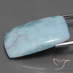 Larimar Blu verdastro chiaro naturale da 15.43 ct, Taglio a baguette, Opaco