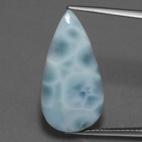 Larimar naturale blu da 9,56 ct, taglio a pera, opaco