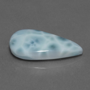 Larimar naturale blu da 9,56 ct, taglio a pera, opaco