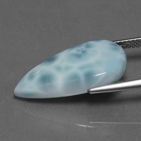 Larimar naturale blu da 9,56 ct, taglio a pera, opaco