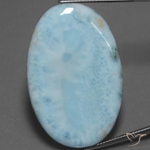 53.89ct Naturale Verde bluastro chiaro Larimar, Ovale, Opaco