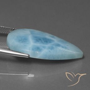 Larimar Blu acqua naturale da 18.24 ct, Forma a pera, Opaco
