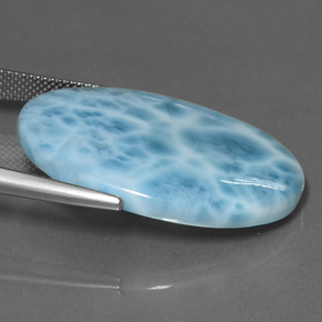 Larimar naturale blu da 27,35 ct, taglio ovale, opaco