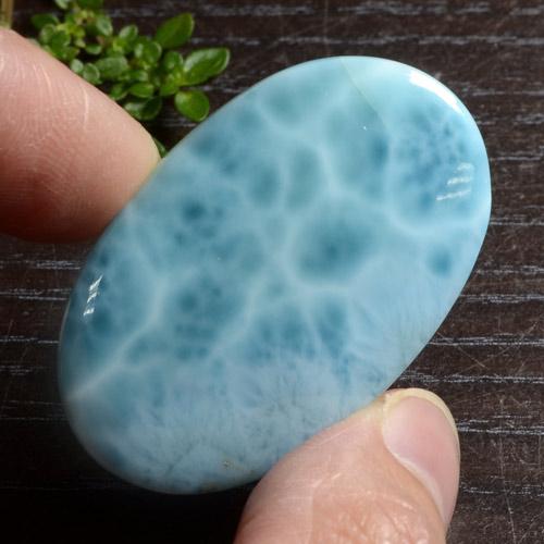 Larimar naturale blu da 51,45 ct, taglio ovale, opaco