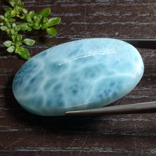 Larimar naturale blu da 51,45 ct, taglio ovale, opaco