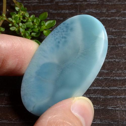 Larimar naturale blu da 51,45 ct, taglio ovale, opaco